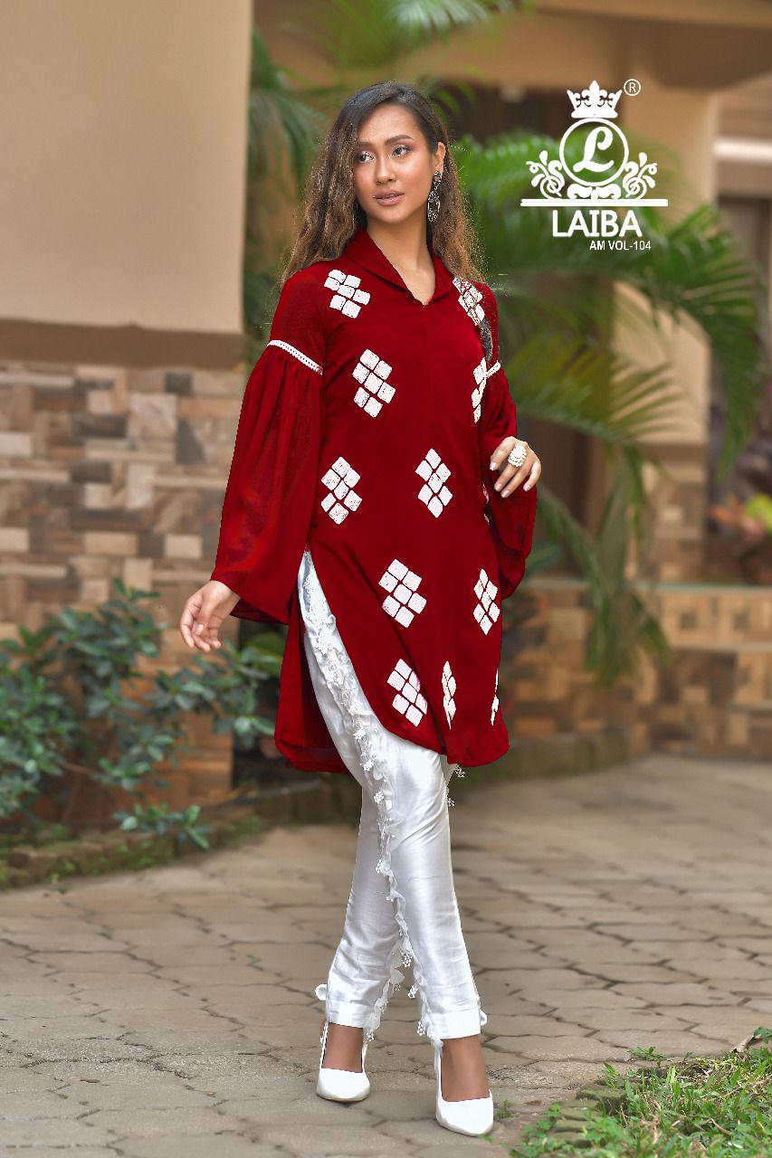Laiba Am 104 Heavy Festive Wear Pure Georgette Designer Top With Bottom Collection